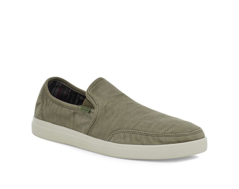 Férfi Sidewalk Surfers - Sanuk Vagabond Slip-On Sneaker Wash Vegan - Sanuk Olivazöld Cipő ZFUOTE570